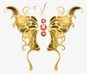 Cartoon Golden Butterfly Element - Portable Network Graphics