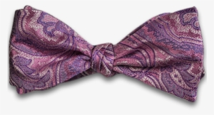 Pink Silk Self Tie Bow Tie With Pink And Lavender Woven - Paisley