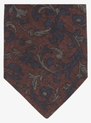 Burgundy Flower Paisley Print Wool Tie - Necktie