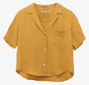 Yellow Niche Meme Nichememes Yellowshirt Shirt Clothes - Yellow Cropped Button Up Shirt