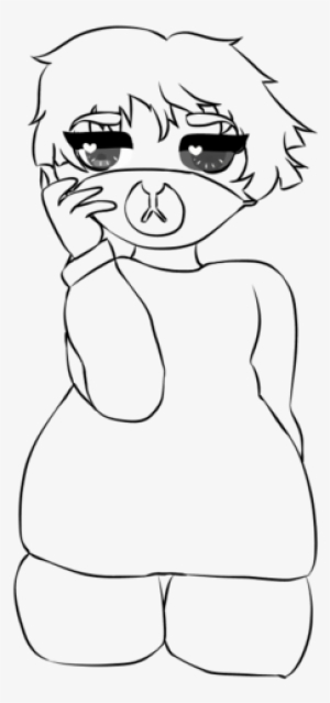 Anime Thigh-up Lineart - Cartoon