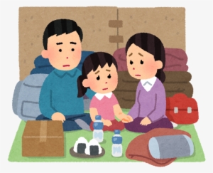 Hinanjo Seikatsu Family Sad - 避難 所 イラスト フリー