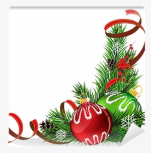 Christmas Tree Balls With Red Ribbon Wall Mural • Pixers® - Vetor Sino E Bola Natal