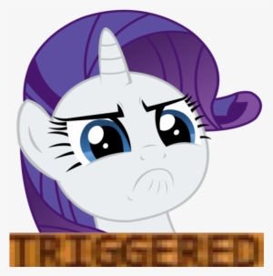 Edit, Frown, Meme, Pony, Rarity, Safe, Simple Background, - Triggered Unicorn