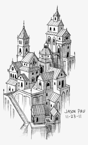 Fantasy City Clipart Png - Fantasy City Pencil Drawing