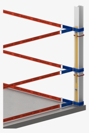 94″ Plastic Post With 3 Blue Noose Belts - Stairs