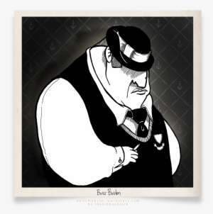 Boss Boston Character Design Illustration Cartoon Black - Custom Bbq Sauce Bottle Labels | 4" Square