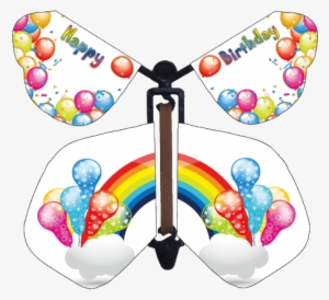Rainbow Birthday Wind Up Flying Butterfly - Birthday