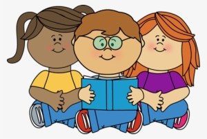 Kids Reading A Book Clipart