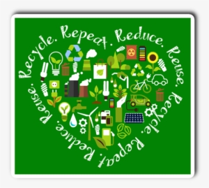 Reduce - Reuse - Recycle - Repeat - Vinyl Die Cut Sticker - Poster On Save Energy
