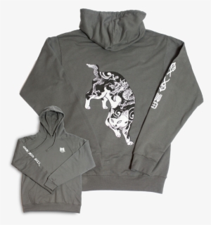 Charcoal Dragon Cat Kanji Hoodie - Cat