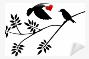 Flying Bird Silhouette With A Love For Birds On A Branch - Flying Love Bird Drawing