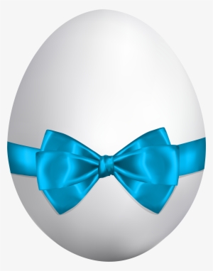 White Easter Egg With Blue Bow Png Clip Art Image - Easter Egg Blue And White
