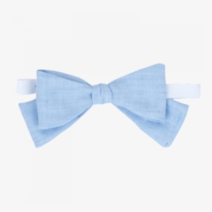Blue Bow-tie In Mixed Linen - Hair Tie