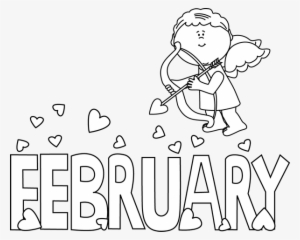 Month Of February Valentine Love Black White Png Dikdv7 - February Clipart Black And White