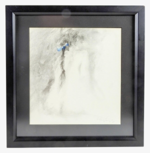 Nude With Blue Bow Drawing - Picture Frame