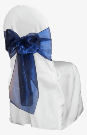 White Tiffany Bow Png Download - White Linen Chair With Blue Bow