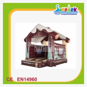 Outdoor Xmas Bounce House Inflatable Log Cabin Bouncer - Log Cabin Bounce House