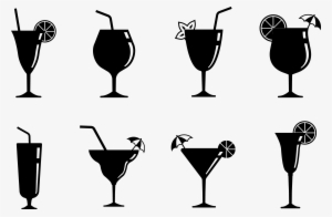 Apple Spice Clipart Mixed Drink - Png Cocktail Black White