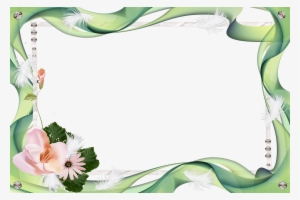 Transparent Green Photo Frame With Pink Flowers