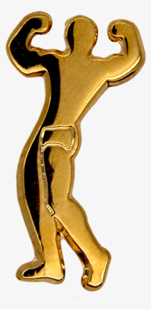 strong man pin , gold - illustration