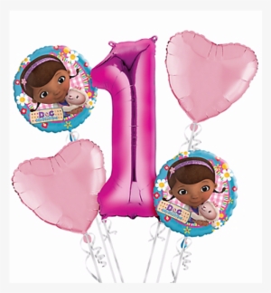 Doc Mcstuffins 1st Birthday Balloon Bouquet 5pc Doc - Doc Mcstuffins Party Supplies, Balloons, And Party