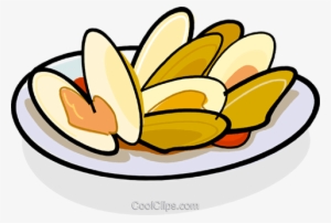 Clams On A Plate Royalty Free Vector Clip Art Illustration - Oysters Clipart