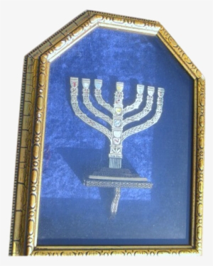 Framed Wall Hanging Of Menorah With Seven Branches - Hanukkah