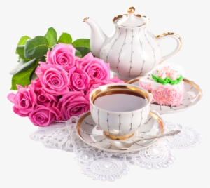 Pink Rose Png Psd Clipart Transparent Yellow Rose Border - Tea Cup With Flowers Png