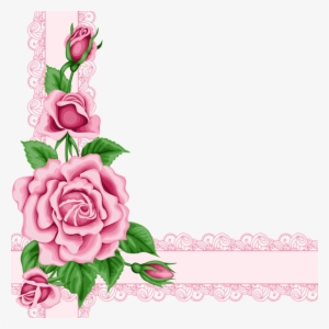 Digital Rose Border Clip Art - Pink Flower Border Png