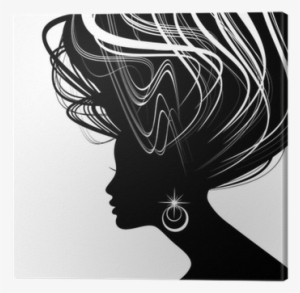 Woman Face Silhouette With Wavy Hair Canvas Print • - Capelli Donna Sagoma Png