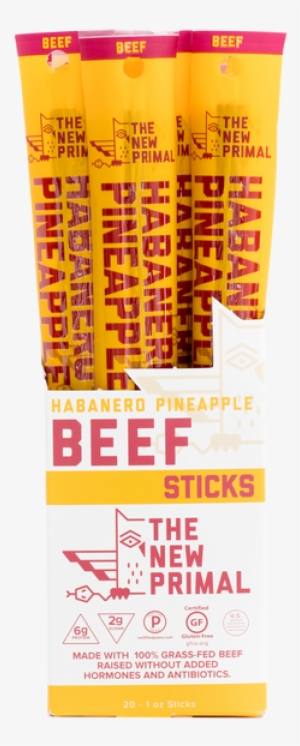 habanero pineapple beef sticks - new primal grass-fed beef stick, original, 20 count