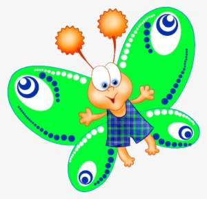 Funny Cartoon Butterfly Images - Butterfly Clipart Transparent Background Green