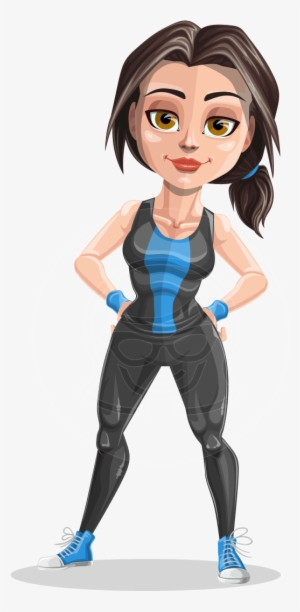 Vector Fitness Cartoon Character - Fitness Lady Cartoon