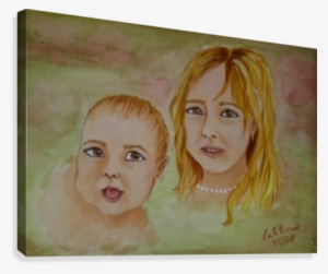 Portraits D'enfants Canvas Print - Watercolor Paint