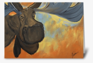 Mooseying Along Greeting Card - Modern Moose Canvas Wall Art