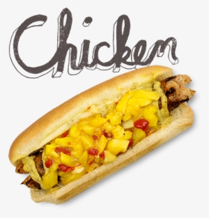 Grilled Chicken Sausage, Sweet Mango Relish, Lime Mustard - Hot Dog Bun