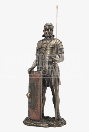 Roman Soldier With Javelin And Shield Statue