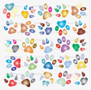 Colorful Paw Prints - Cat Paw Print Background