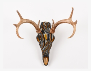 Yellowstone Whitetail Deer Beaded Skull Art - Deer Skull Art
