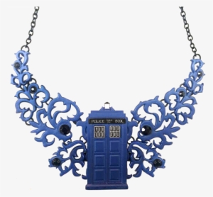 Doctor Who Tardis Statement Necklace - Ornate Blue Enameled Statement Necklace