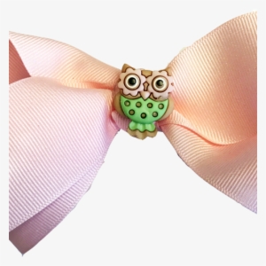 Large Pink Hair Bow With Cute Fall Owl Charmon French - Insect
