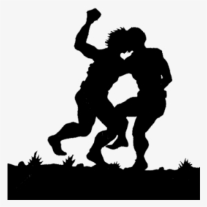 Two People Fighting - People Fighting Silhouette Png