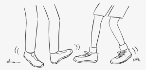 Back Two People Trying To Tag Each Others Feet In Fun - Line Art