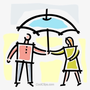 Two People Standing Under An Umbrella Royalty Free - Illustration