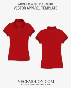 Red Classic Polo Shirt Vector Template - T Shirt Raglan Vector
