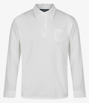 Pointed Collar - White Longsleeve Polo Png