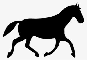 Black Race Horse Walking Pose Vector - Flat Icon Horse