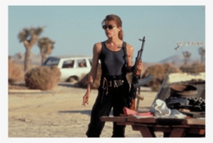 Linda Hamilton As Sarah In Terminator - Badass Babe With Gun