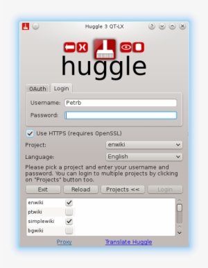Huggle3 Login Screen On Debian - Portable Network Graphics